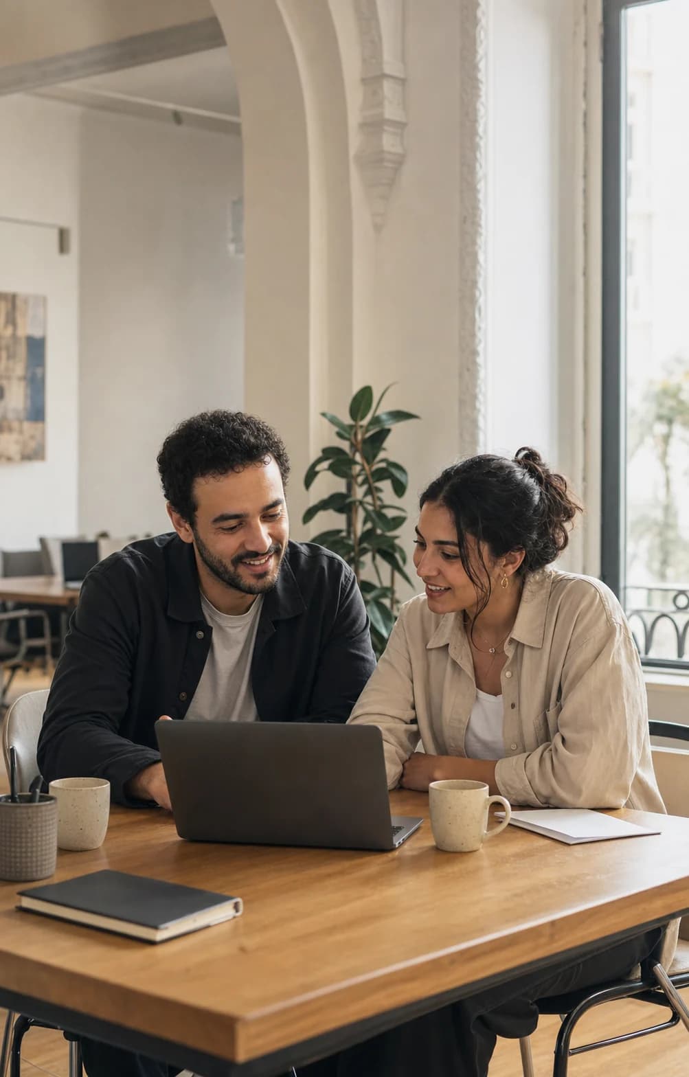 A software builder and a buyer reviewing a product together